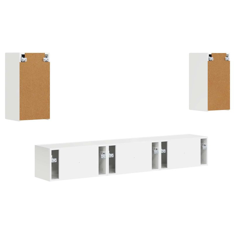 Casa si Gradina - Mobilier - Comode si corpuri - Comode - Set comoda TV Pe perete 3 pcs Alb lucios Lemn compozit - Infinity.ro