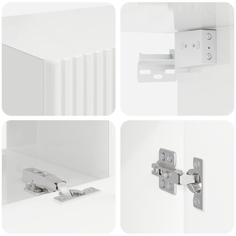 Casa si Gradina - Mobilier - Comode si corpuri - Comode - Set comoda TV Pe perete 3 pcs Alb lucios Lemn compozit - Infinity.ro