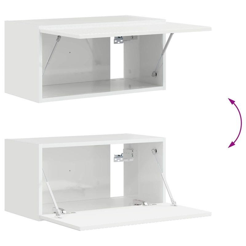 Casa si Gradina - Mobilier - Comode si corpuri - Comode - Set comoda TV Pe perete 3 pcs Alb lucios Lemn compozit - Infinity.ro