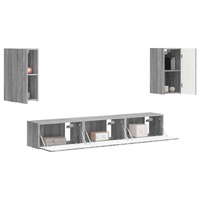 Casa si Gradina - Mobilier - Comode si corpuri - Comode - Set comoda TV Pe perete 3 pcs Gri Sonoma Lemn compozit - Infinity.ro