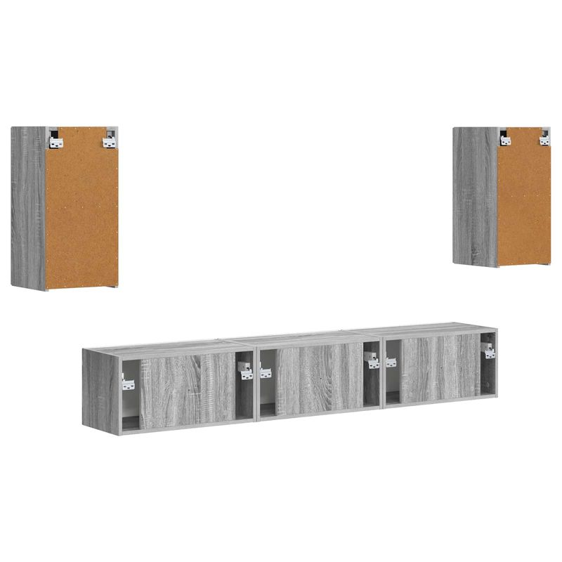 Casa si Gradina - Mobilier - Comode si corpuri - Comode - Set comoda TV Pe perete 3 pcs Gri Sonoma Lemn compozit - Infinity.ro