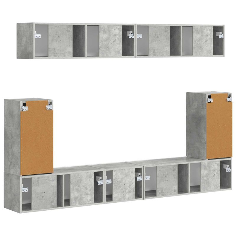 Casa si Gradina - Mobilier - Comode si corpuri - Comode - Set comoda TV Pe perete 5 pcs Gri din beton Lemn compozit - Infinity.ro