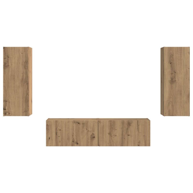Casa si Gradina - Mobilier - Comode si corpuri - Comode - Set comoda TV Pe perete 2 pcs Stejar Artizanal Lemn compozit - Infinity.ro