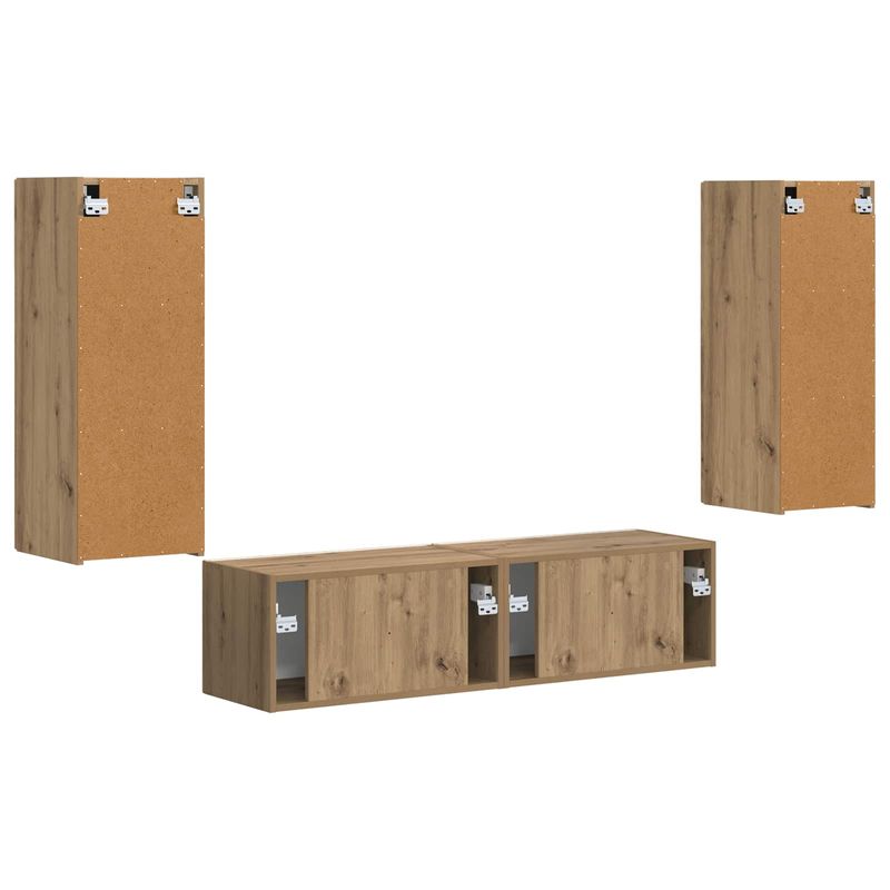 Casa si Gradina - Mobilier - Comode si corpuri - Comode - Set comoda TV Pe perete 2 pcs Stejar Artizanal Lemn compozit - Infinity.ro