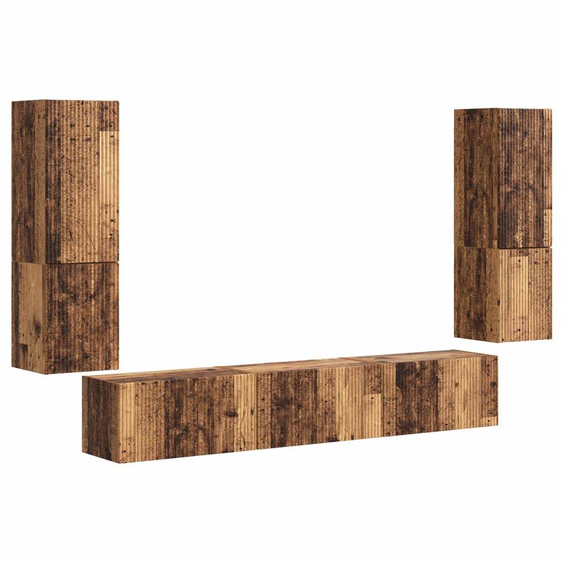 Casa si Gradina - Mobilier - Comode si corpuri - Comode - Set comoda TV Pe perete 4 pcs Lemn vechi Lemn compozit - Infinity.ro
