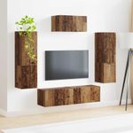 Casa si Gradina - Mobilier - Comode si corpuri - Comode - Set comoda TV Pe perete 4 pcs Lemn vechi Lemn compozit - Infinity.ro
