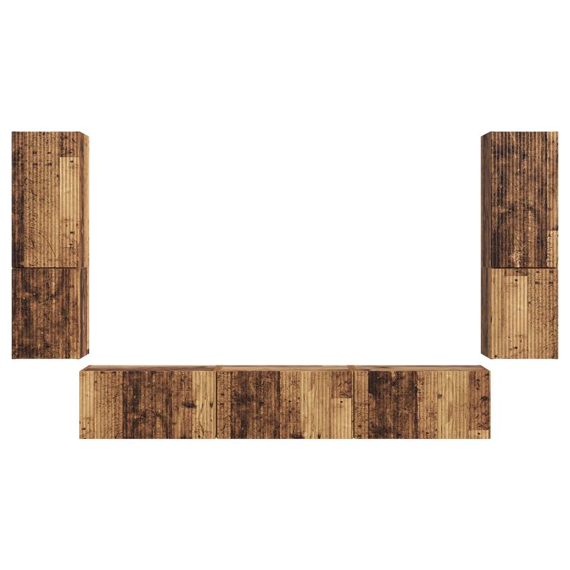 Casa si Gradina - Mobilier - Comode si corpuri - Comode - Set comoda TV Pe perete 4 pcs Lemn vechi Lemn compozit - Infinity.ro