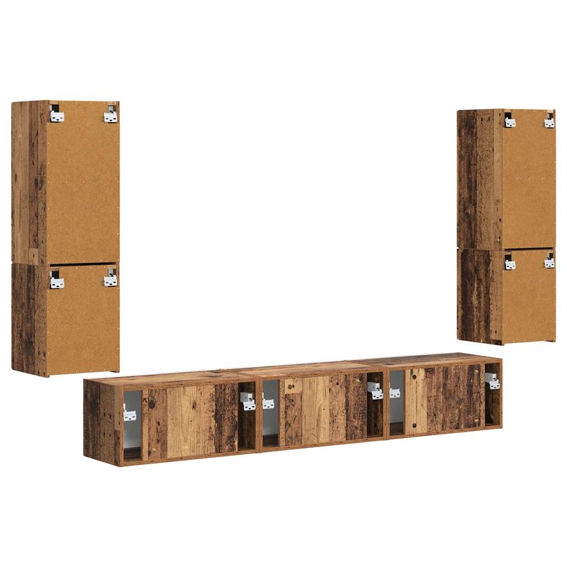 Casa si Gradina - Mobilier - Comode si corpuri - Comode - Set comoda TV Pe perete 4 pcs Lemn vechi Lemn compozit - Infinity.ro