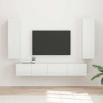 Casa si Gradina - Mobilier - Comode si corpuri - Comode - Set comoda TV Pe perete 3 pcs Alb lucios Lemn compozit - Infinity.ro