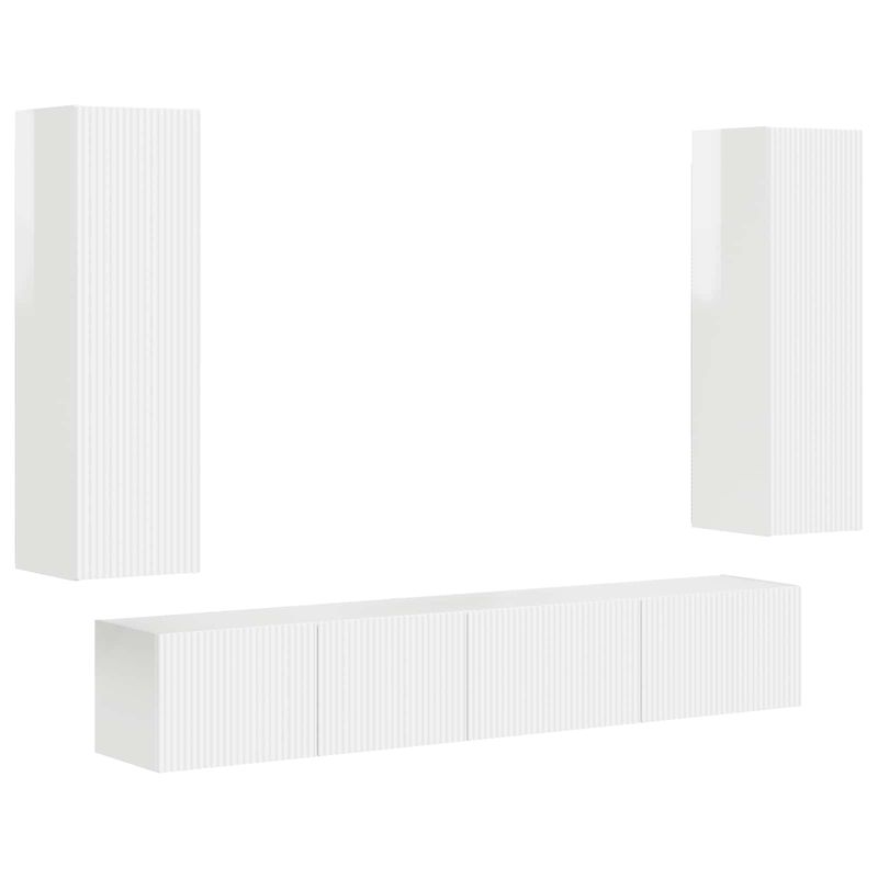 Casa si Gradina - Mobilier - Comode si corpuri - Comode - Set comoda TV Pe perete 3 pcs Alb lucios Lemn compozit - Infinity.ro