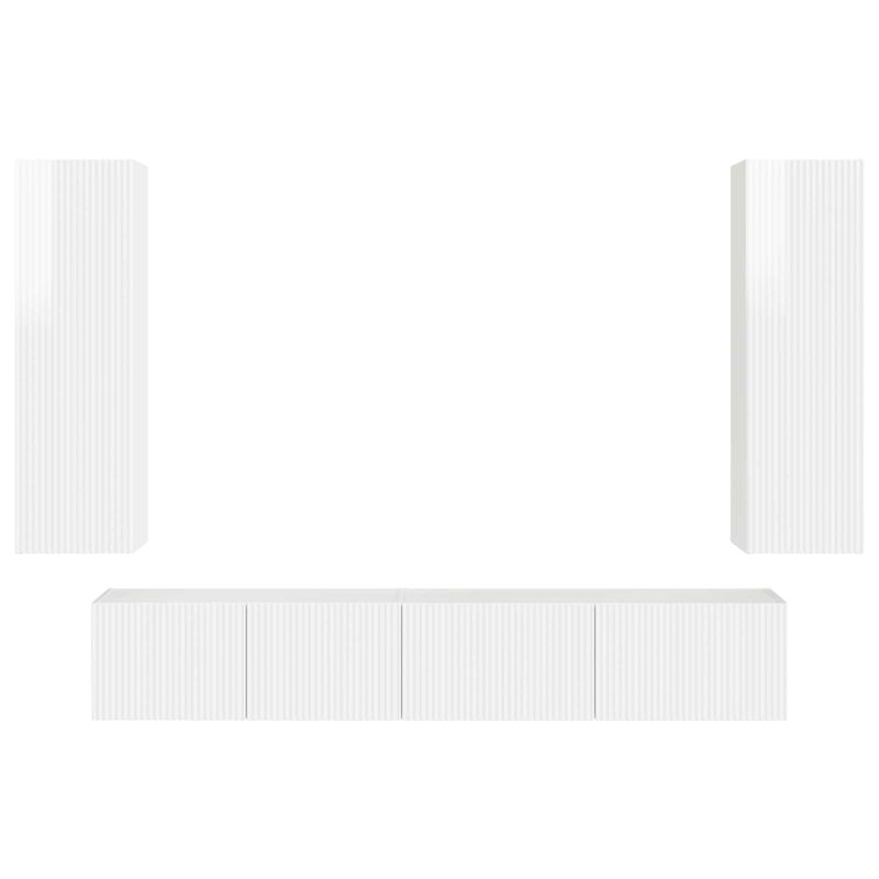 Casa si Gradina - Mobilier - Comode si corpuri - Comode - Set comoda TV Pe perete 3 pcs Alb lucios Lemn compozit - Infinity.ro