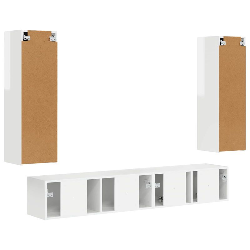 Casa si Gradina - Mobilier - Comode si corpuri - Comode - Set comoda TV Pe perete 3 pcs Alb lucios Lemn compozit - Infinity.ro
