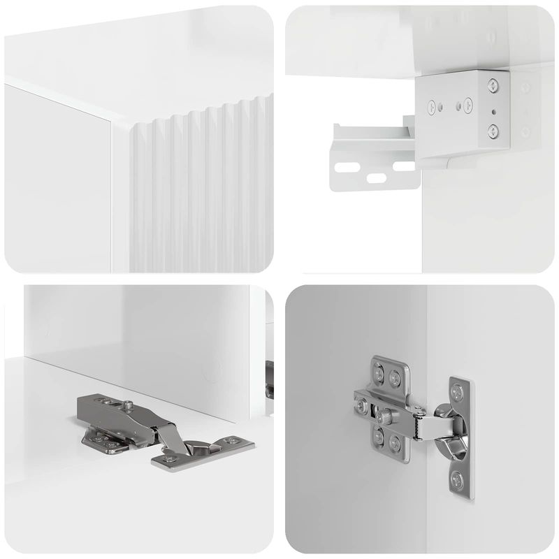 Casa si Gradina - Mobilier - Comode si corpuri - Comode - Set comoda TV Pe perete 3 pcs Alb lucios Lemn compozit - Infinity.ro