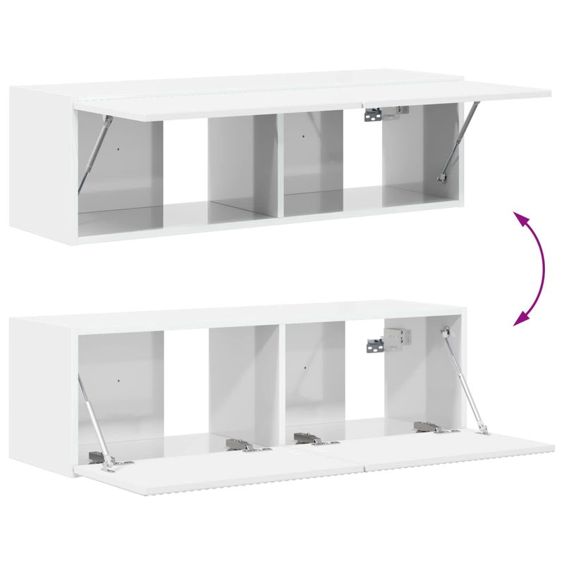 Casa si Gradina - Mobilier - Comode si corpuri - Comode - Set comoda TV Pe perete 3 pcs Alb lucios Lemn compozit - Infinity.ro