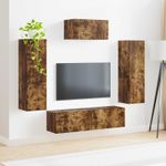 Casa si Gradina - Mobilier - Comode si corpuri - Comode - Set comoda TV Pe perete 4 pcs Stejar fumuriu Lemn compozit - Infinity.ro