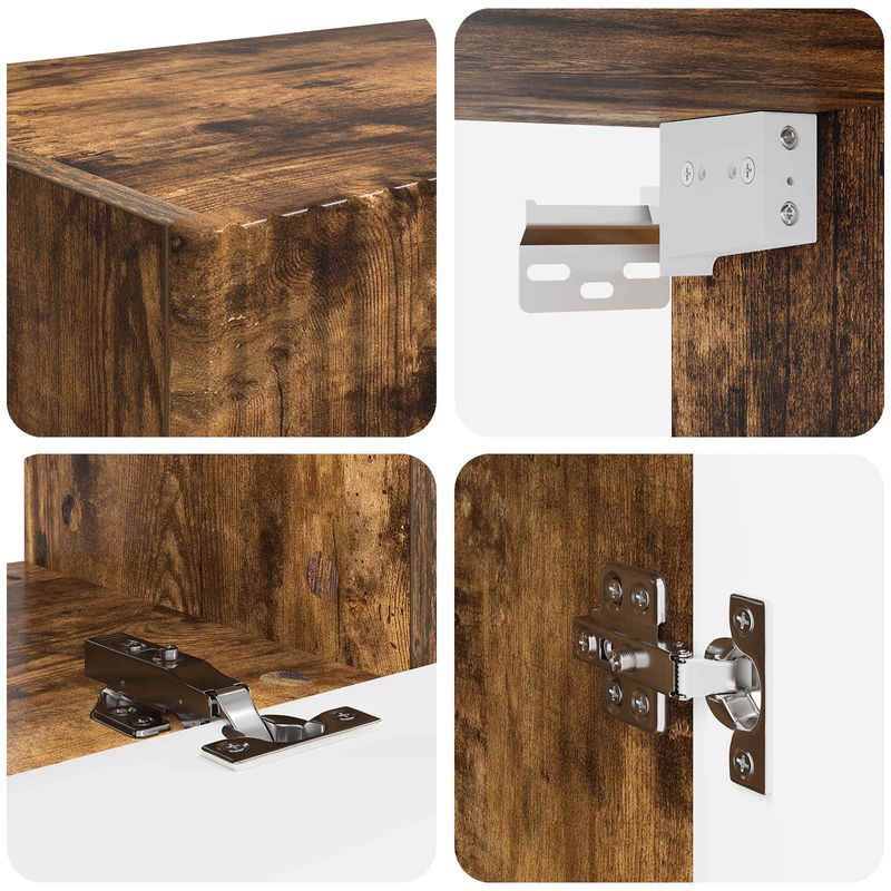 Casa si Gradina - Mobilier - Comode si corpuri - Comode - Set comoda TV Pe perete 4 pcs Stejar fumuriu Lemn compozit - Infinity.ro