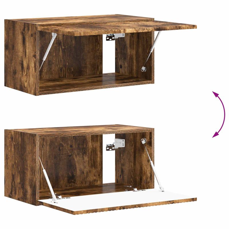 Casa si Gradina - Mobilier - Comode si corpuri - Comode - Set comoda TV Pe perete 4 pcs Stejar fumuriu Lemn compozit - Infinity.ro