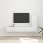 Casa si Gradina - Mobilier - Comode si corpuri - Comode - Set comoda TV Pe perete 2 pcs Alb lucios Lemn compozit - Infinity.ro