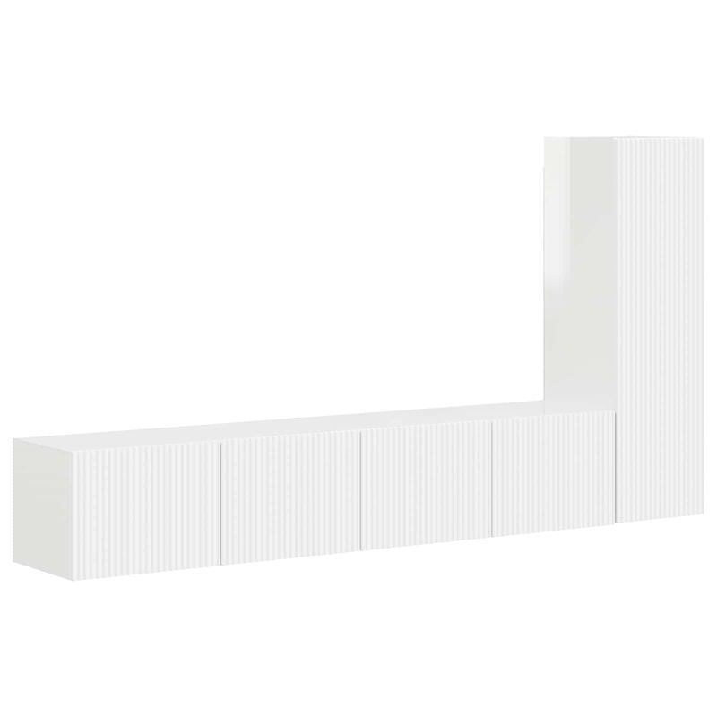 Casa si Gradina - Mobilier - Comode si corpuri - Comode - Set comoda TV Pe perete 2 pcs Alb lucios Lemn compozit - Infinity.ro