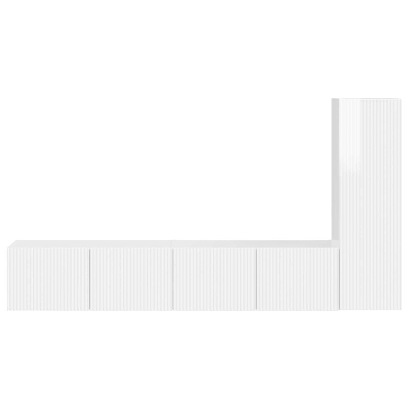Casa si Gradina - Mobilier - Comode si corpuri - Comode - Set comoda TV Pe perete 2 pcs Alb lucios Lemn compozit - Infinity.ro