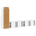 Casa si Gradina - Mobilier - Comode si corpuri - Comode - Set comoda TV Pe perete 2 pcs Alb lucios Lemn compozit - Infinity.ro