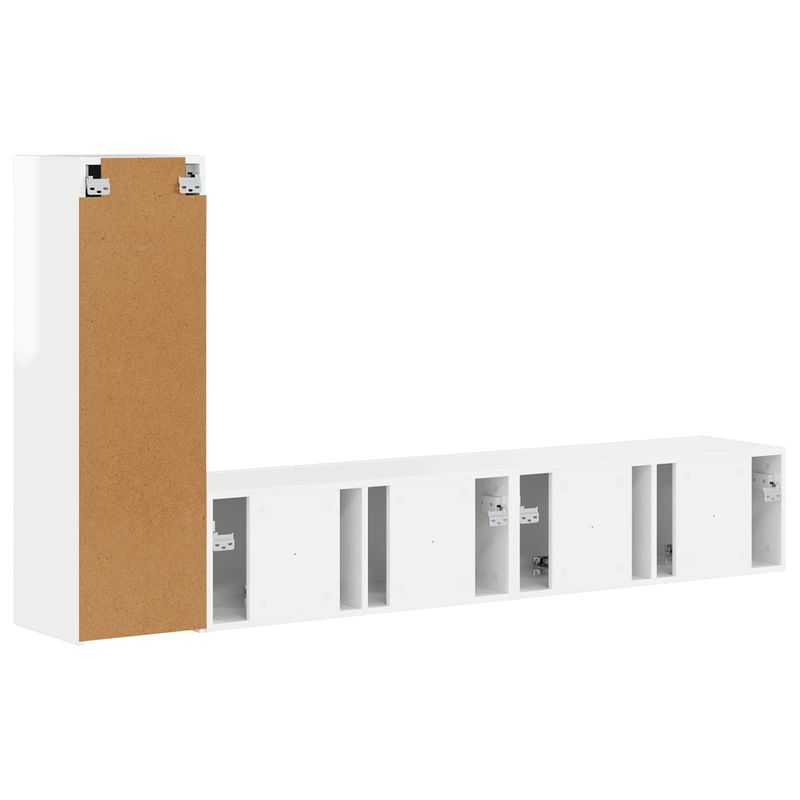 Casa si Gradina - Mobilier - Comode si corpuri - Comode - Set comoda TV Pe perete 2 pcs Alb lucios Lemn compozit - Infinity.ro