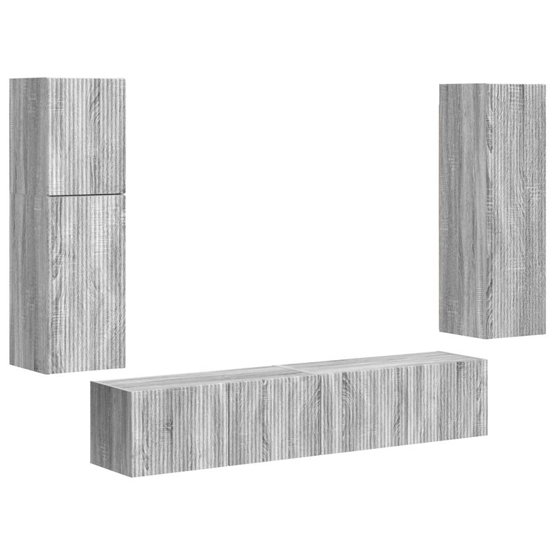 Casa si Gradina - Mobilier - Comode si corpuri - Comode - Set comoda TV Pe perete 4 pcs Gri Sonoma Lemn compozit - Infinity.ro