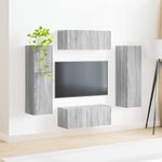 Casa si Gradina - Mobilier - Comode si corpuri - Comode - Set comoda TV Pe perete 4 pcs Gri Sonoma Lemn compozit - Infinity.ro