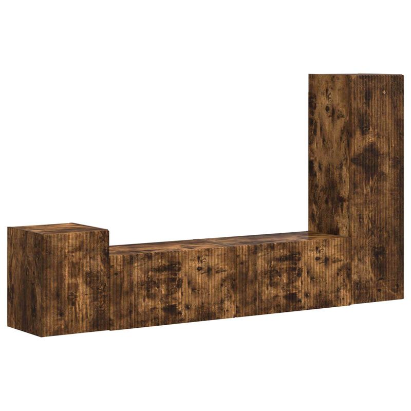 Casa si Gradina - Mobilier - Comode si corpuri - Comode - Set comoda TV Pe perete 4 pcs Stejar fumuriu Lemn compozit - Infinity.ro