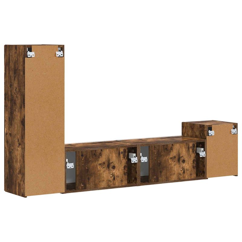 Casa si Gradina - Mobilier - Comode si corpuri - Comode - Set comoda TV Pe perete 4 pcs Stejar fumuriu Lemn compozit - Infinity.ro