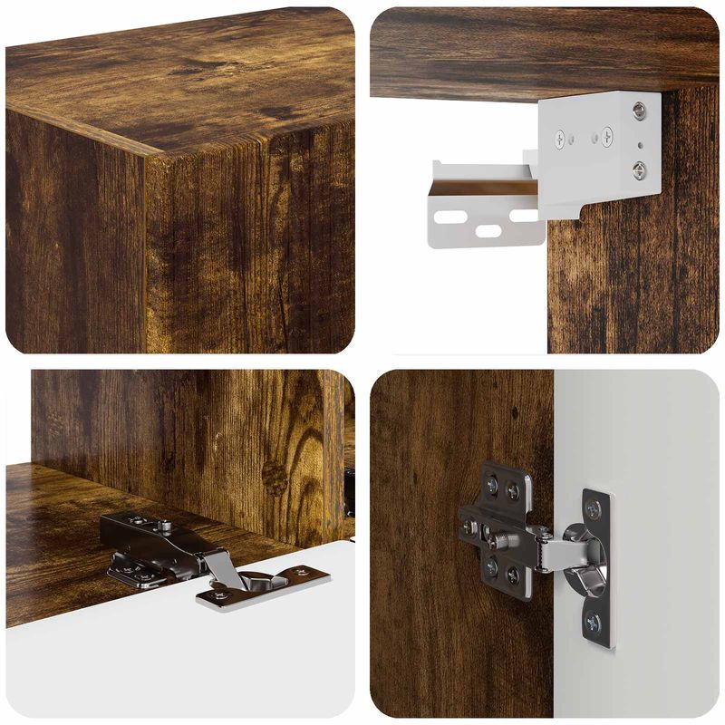 Casa si Gradina - Mobilier - Comode si corpuri - Comode - Set comoda TV Pe perete 4 pcs Stejar fumuriu Lemn compozit - Infinity.ro