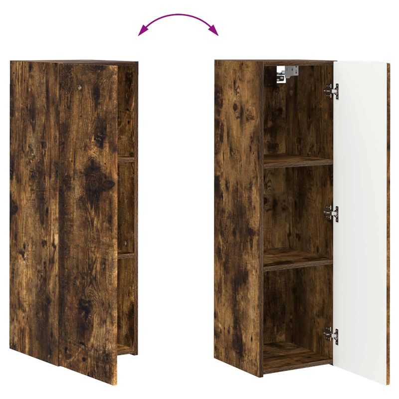 Casa si Gradina - Mobilier - Comode si corpuri - Comode - Set comoda TV Pe perete 4 pcs Stejar fumuriu Lemn compozit - Infinity.ro