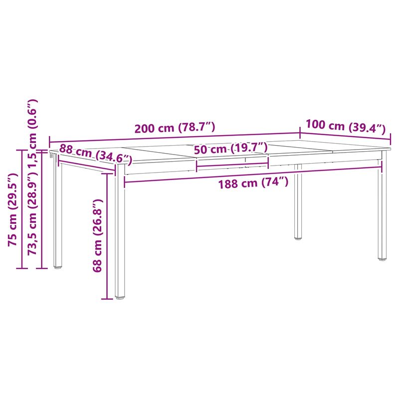 Casa si Gradina - Mobilier - Mese si birouri - Mese bucatarie si dining - Masa de dining Alb 200 x 100 x 75 cm Lemn de pin masiv - Infinity.ro