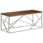 Casa si Gradina - Mobilier - Mese si birouri - Masute de cafea - Masuta de cafea otel inoxidabil argintiu si traverse lemn masiv - Infinity.ro