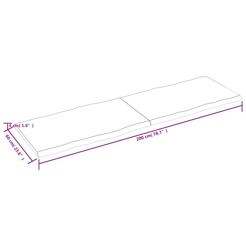 Casa si Gradina - Mobilier - Feronerie si accesorii mobila - Blat masa, 200x60x4 cm, gri, lemn stejar tratat contur organic - Infinity.ro