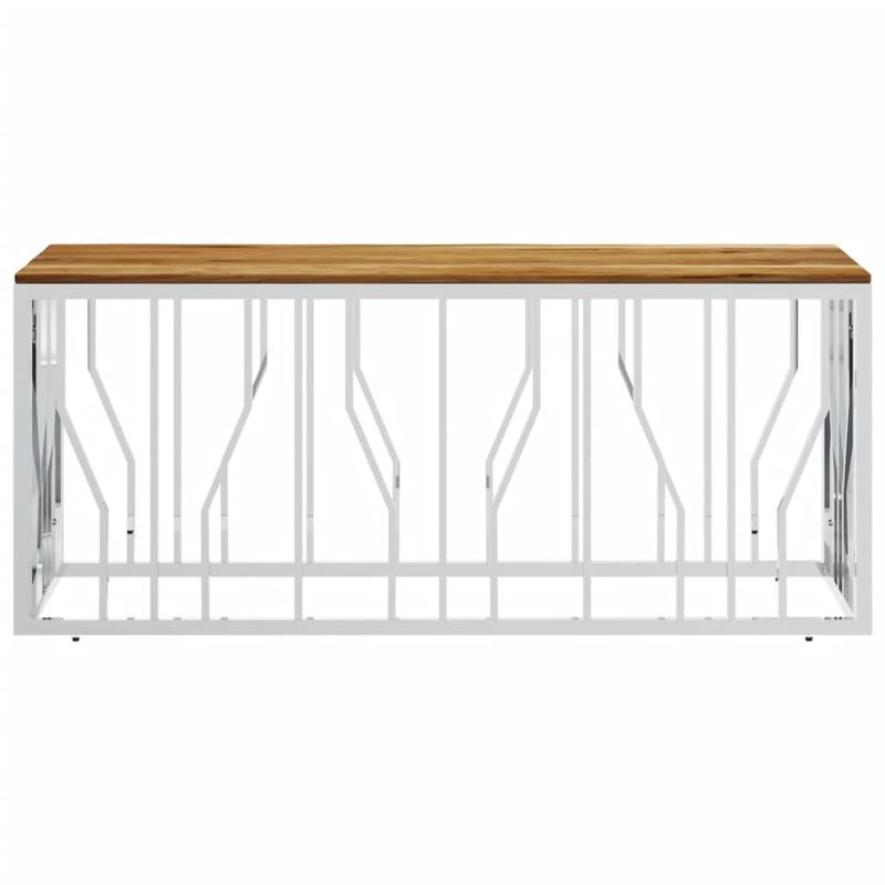 Casa si Gradina - Mobilier - Mese si birouri - Masute de cafea - Masuta de cafea, argintiu, otel inoxidabil si lemn masiv acacia - Infinity.ro