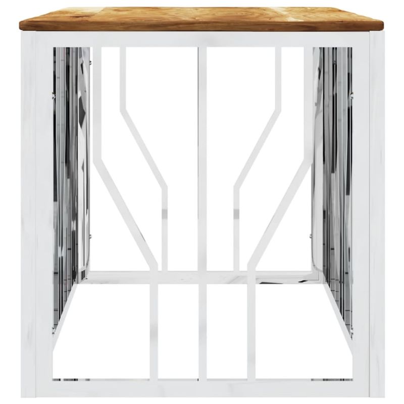 Casa si Gradina - Mobilier - Mese si birouri - Masute de cafea - Masuta de cafea, argintiu, otel inoxidabil si lemn masiv acacia - Infinity.ro