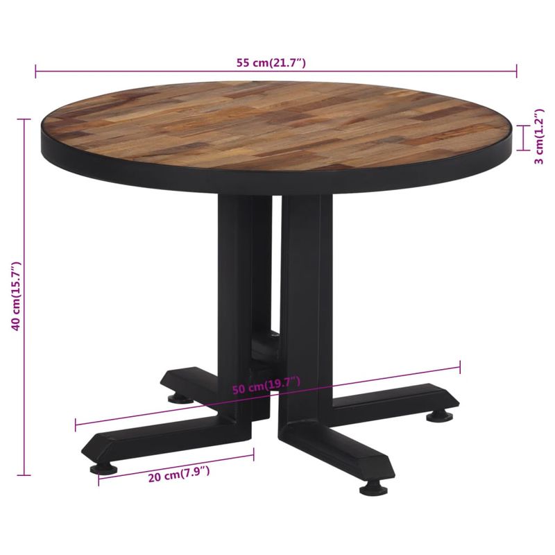 Casa si Gradina - Mobilier - Mese si birouri - Masute de cafea - Masuta de cafea rotunda, Ø55x40 cm, lemn masiv de tec reciclat - Infinity.ro