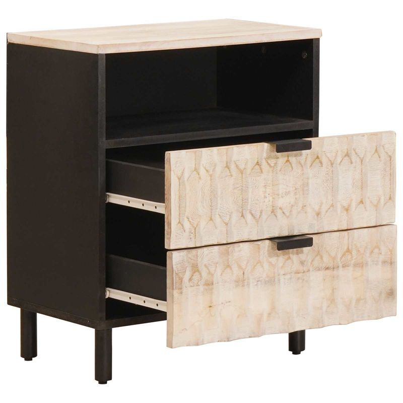 Casa si Gradina - Mobilier - Comode si corpuri - Noptiere - Dulap de noapte Alb 50 x 33 x 60 cm Lemn de mango solid - Infinity.ro