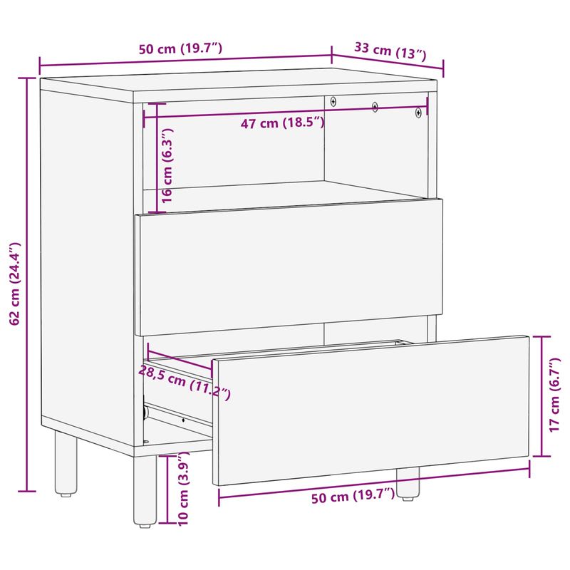 Casa si Gradina - Mobilier - Comode si corpuri - Noptiere - Dulap de noapte Alb 50 x 33 x 60 cm Lemn de mango solid - Infinity.ro