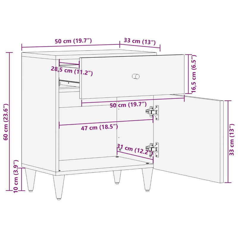 Casa si Gradina - Mobilier - Comode si corpuri - Noptiere - Dulap de noapte Maro 50 x 33 x 60 cm Lemn de mango solid - Infinity.ro