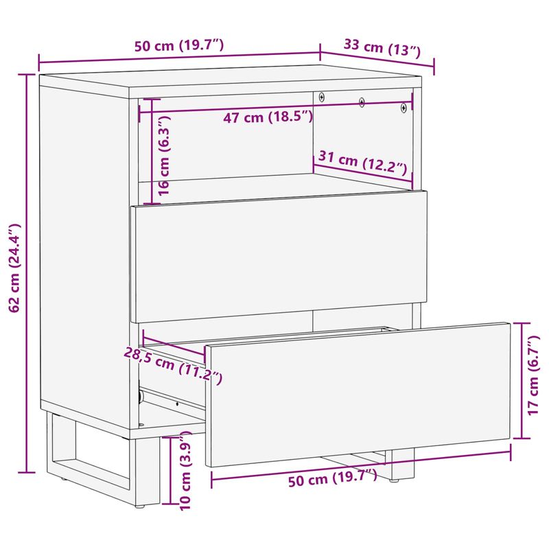 Casa si Gradina - Mobilier - Comode si corpuri - Noptiere - Dulap pentru pat Maro 58 x 36.5 x 21 cm Lemn de mango solid - Infinity.ro