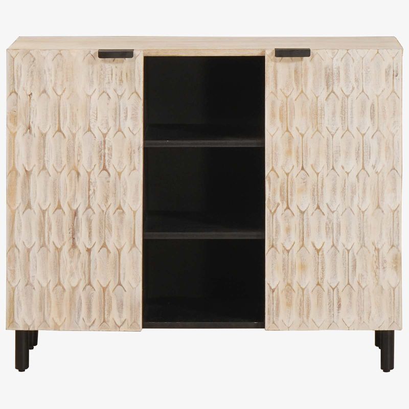 Casa si Gradina - Mobilier - Dulapuri si sifoniere - Dulapuri - Bufet Finisaj Alb Spalat 90 x 33,5 x 75 cm Lemn de mango solid - Infinity.ro