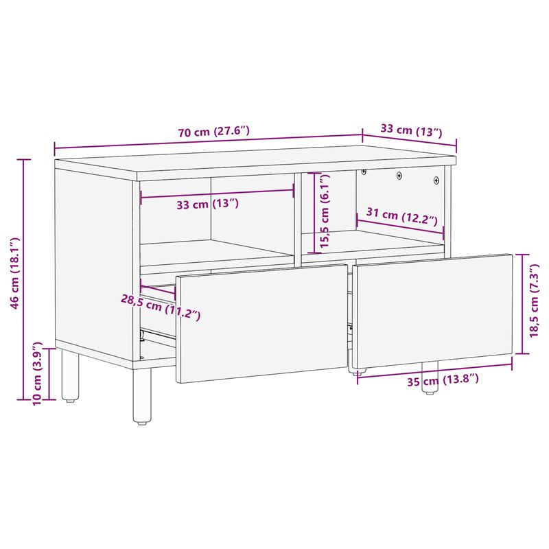 Casa si Gradina - Mobilier - Comode si corpuri - Comode - Cabinet TV cu sertar Finisaj Alb Spalat 70 x 33,5 x 46 cm - Infinity.ro