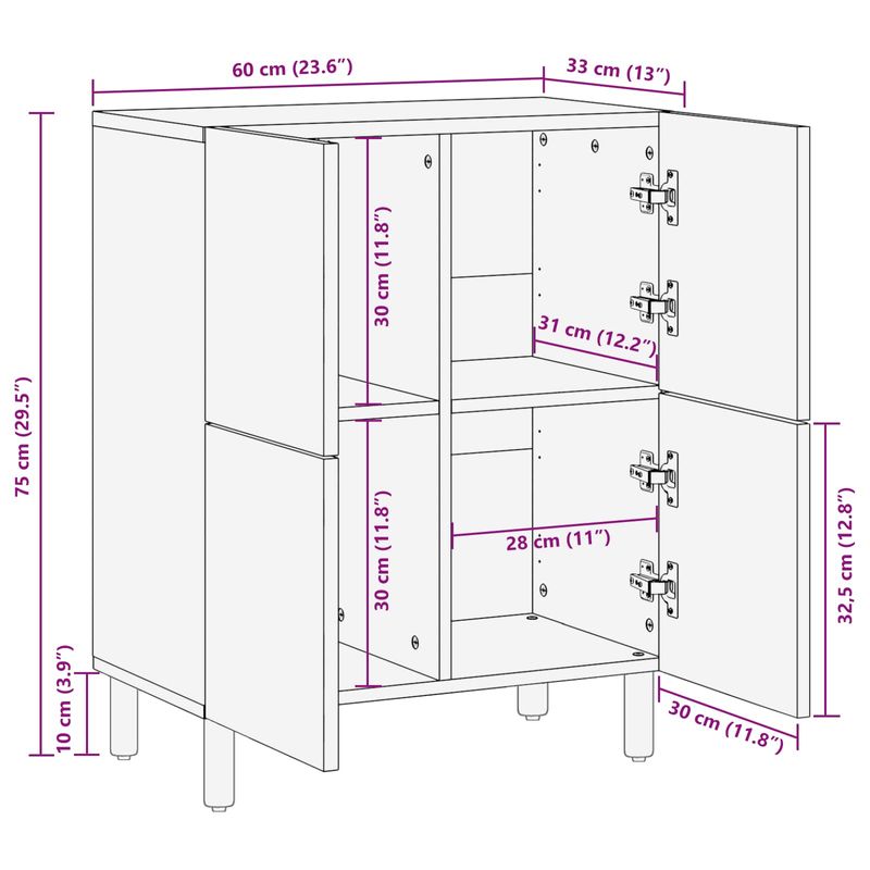Casa si Gradina - Mobilier - Dulapuri si sifoniere - Dulapuri - Bufet Finisaj Acacia Maro 60 x 33,5 x 75 cm Lemn de mango solid - Infinity.ro