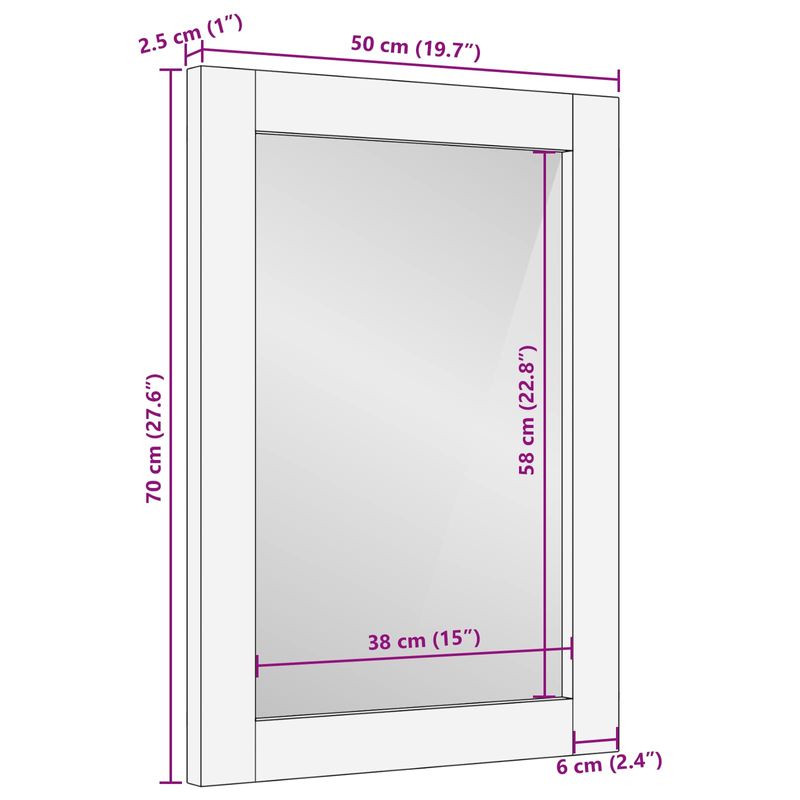 Casa si Gradina - Mobilier - Mobilier baie - Oglinzi baie - Oglinda pentru baie Finisaj Acacia Maro 50 x 70 x 3 cm - Infinity.ro