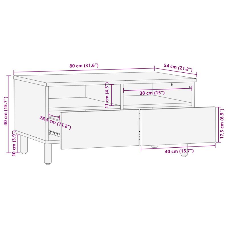 Casa si Gradina - Mobilier - Mese si birouri - Masute de cafea - Masa de cafea cu sertar Alb 80 x 54 x 40 cm Lemn de mango solid - Infinity.ro