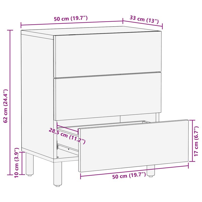 Casa si Gradina - Mobilier - Comode si corpuri - Noptiere - Dulap de noapte Maro 50 x 33 x 60 cm Lemn de mango solid - Infinity.ro