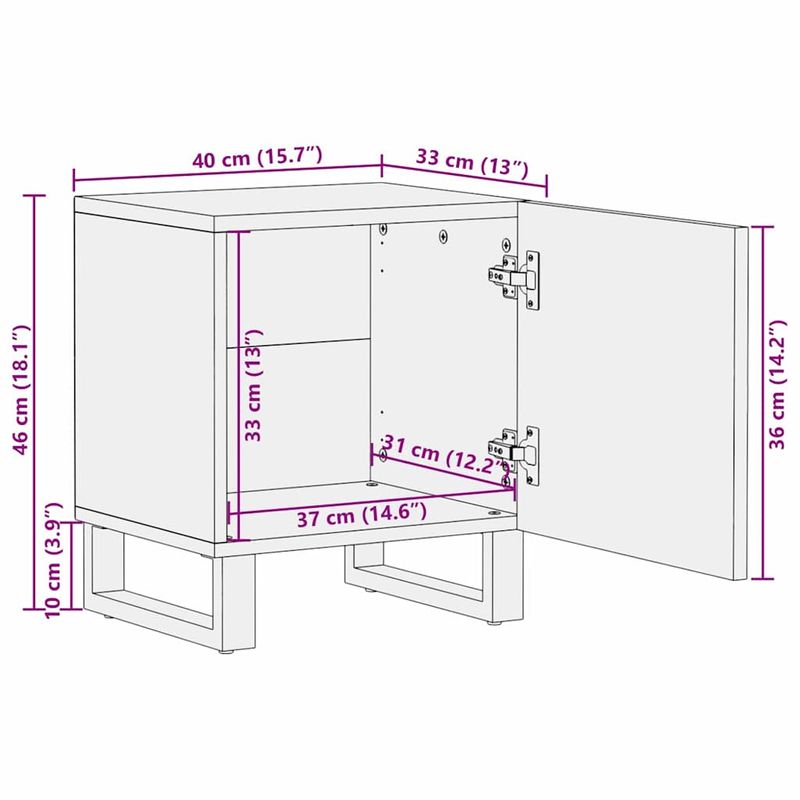 Casa si Gradina - Mobilier - Comode si corpuri - Noptiere - Dulap de noapte natural 40 x 33,5 x 46 cm Lemn de mango solid - Infinity.ro