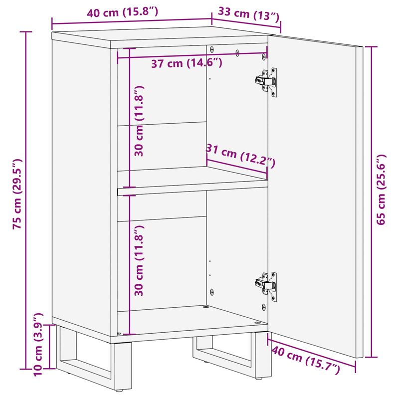 Casa si Gradina - Mobilier - Dulapuri si sifoniere - Dulapuri - Dulap lateral cu usa Maro 40 x 33,5 x 75 cm Lemn de mango solid - Infinity.ro